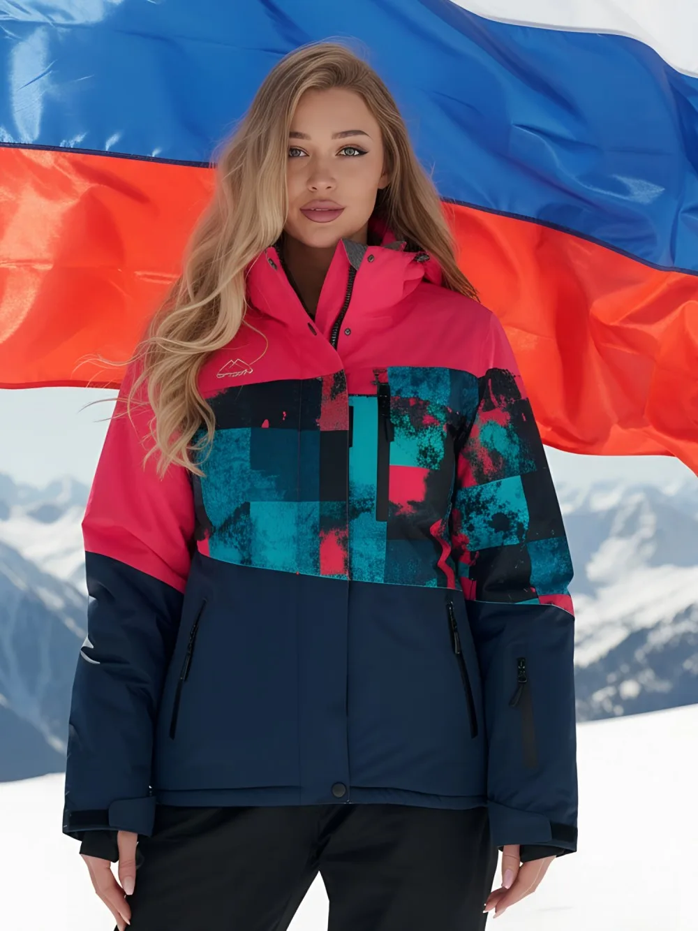 Горнолыжный костюм женский зимний розового цвета 02395R